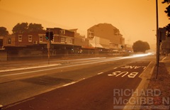 Dust storm blowing through the streets of Dee Why