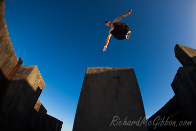 Parkour with Dominic Di Tommaso at Middle Head fort, Sydney.