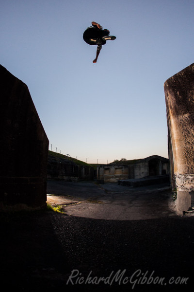 Parkour with Bradley Cowl at Middle Head fort, Sydney.