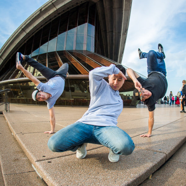 The crew of Cypher Bboys Blue, Stevie G and Akorn