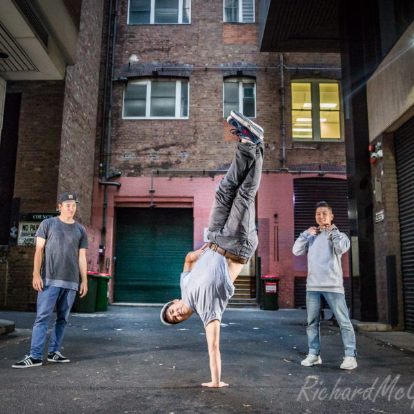 The crew of Cypher Bboys Blue, Stevie G and Akorn