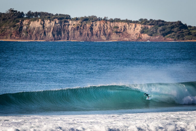 Surfer in barrel at Narrabeen