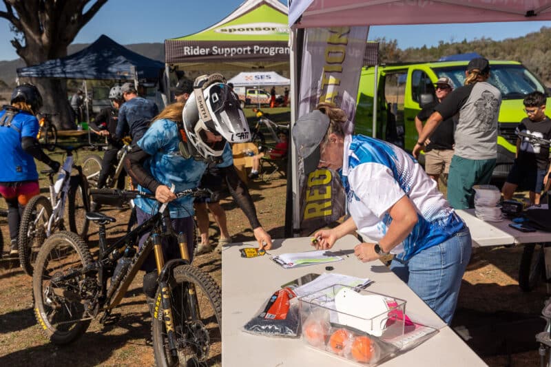 Mountain biker racing at Mount Borah Gravity State Series
