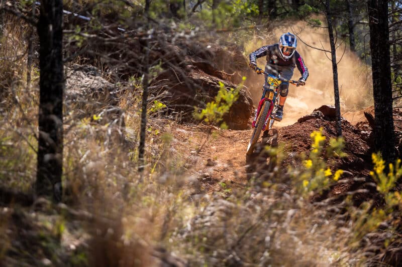 Mountain biker racing at Mount Borah Gravity State Series
