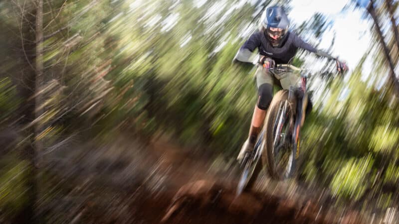 Mountain biker racing at Mount Borah Gravity State Series