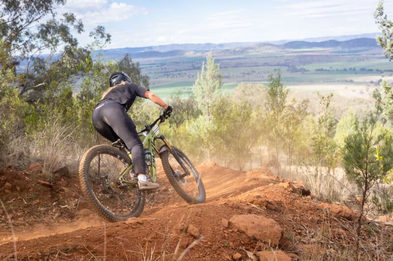 Mountain biker racing at Mount Borah Gravity State Series