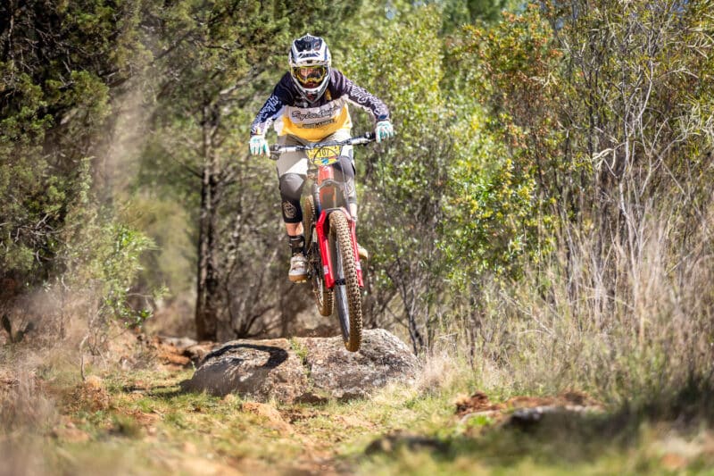 Mountain biker racing at Mount Borah Gravity State Series