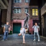 The crew of Cypher Bboys Blue, Stevie G and Akorn