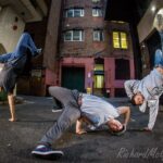 The crew of Cypher Bboys Blue, Stevie G and Akorn