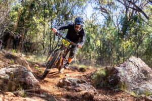 Mountain biker racing at the Gravity State Series Mount Borah enduro 2024 – NSWGSSMTBOR-24-5140