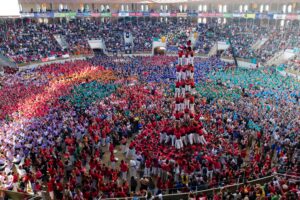 Teams competing at the bi-annual Concurs de Castells. The aim is to build the highest human towers.