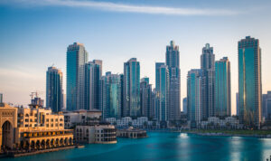 Looking out from Dubai Mall in Dubai, United Arab Emirates