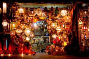 A light shop in the Djemaa el Fna, Marrakesh, Morocco.