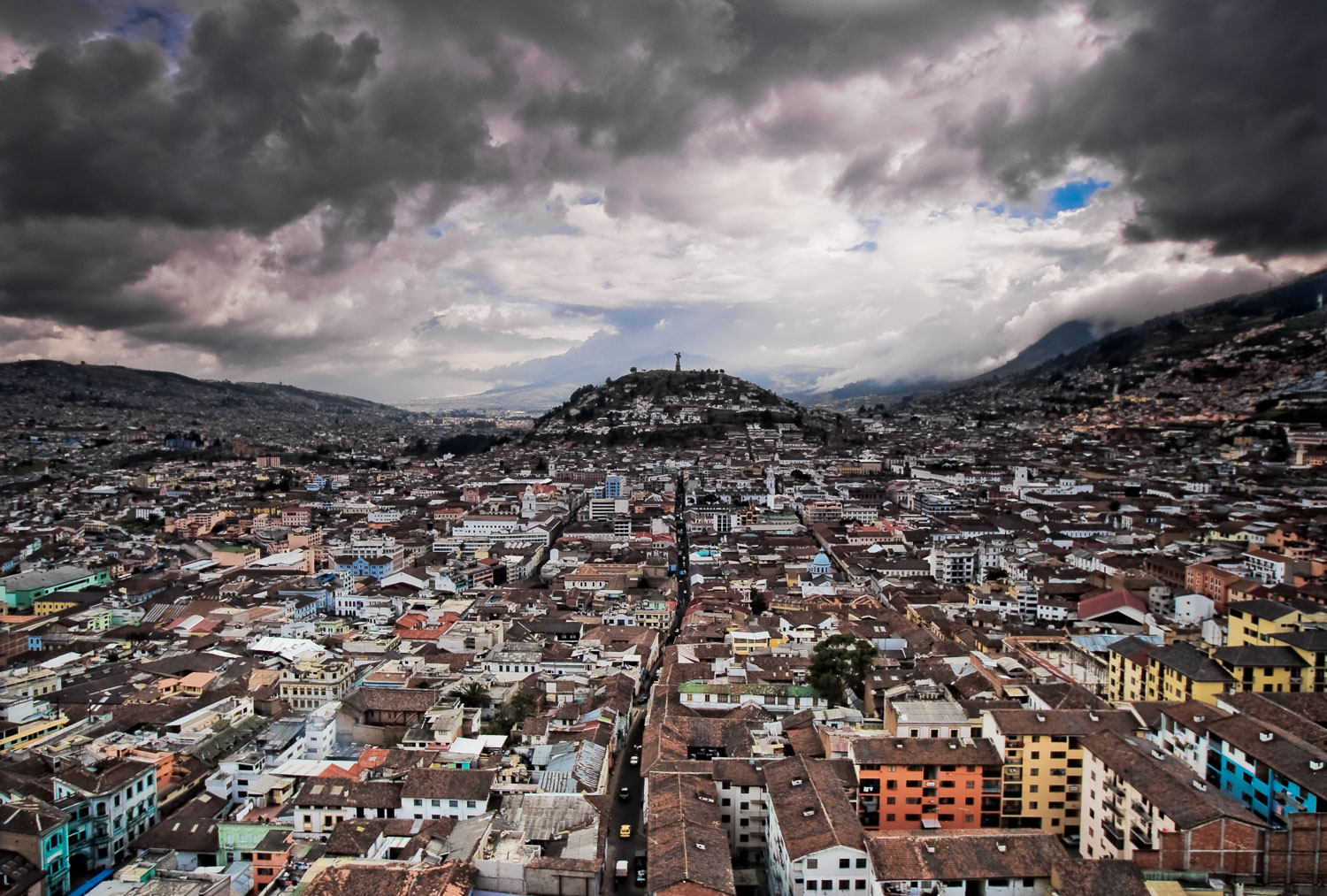 Storm clouds brew over Quito, Ecuador